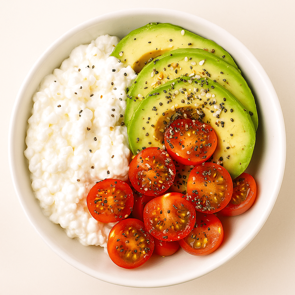 Cottage Cheese Breakfast Bowl – Easy Sweet + Savory Recipes 12 cottage cheese avocado tomato breakfast bowl