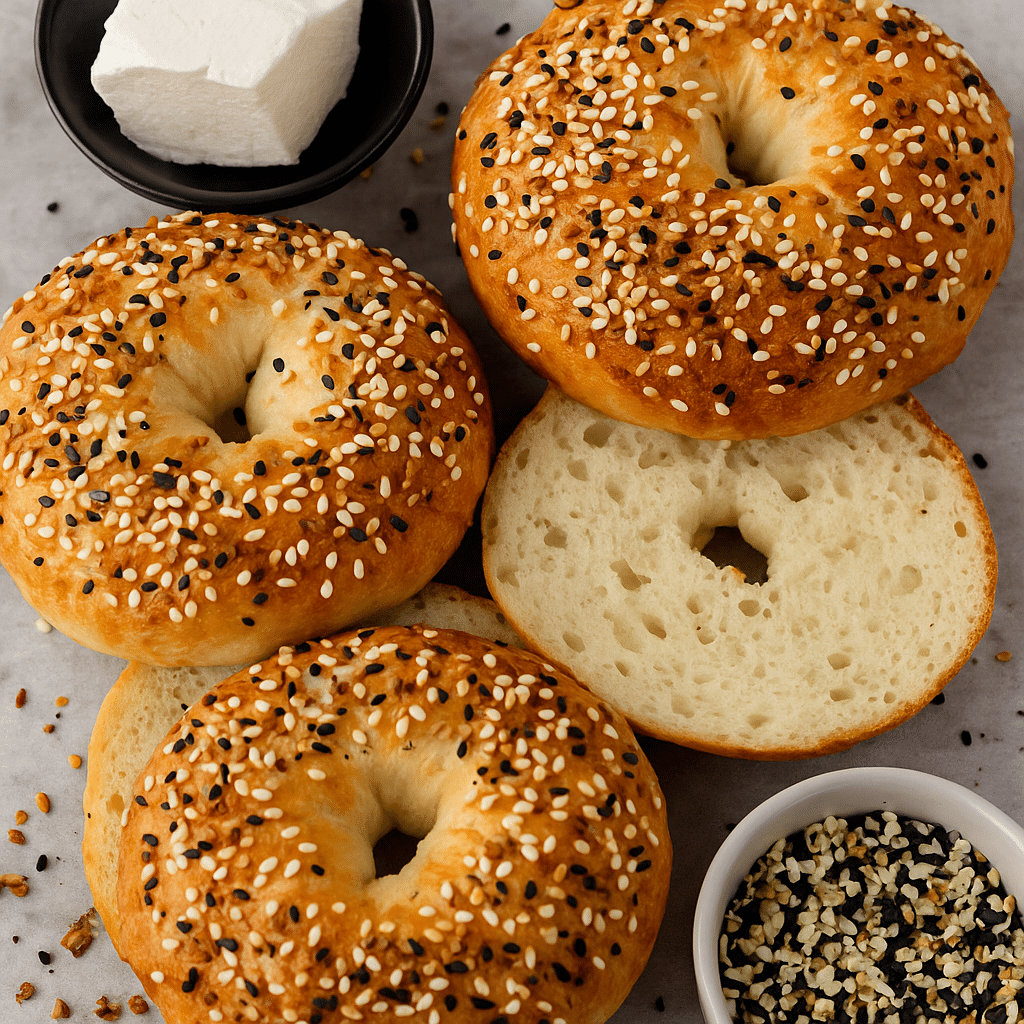 Cottage Cheese Protein Bagel Recipe: Quick, Easy & Delicious 4 cottage cheese protein bagel recipe topped with sesame and seasoning