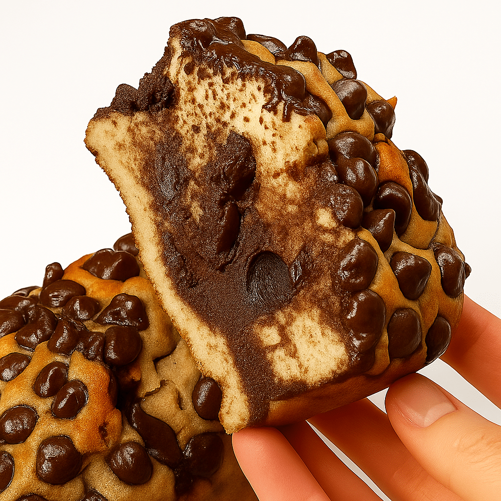How to Make Healthy & Delicious High Protein Reese’s Bread 6 Gooey inside view of a slice of high protein Reese’s bread