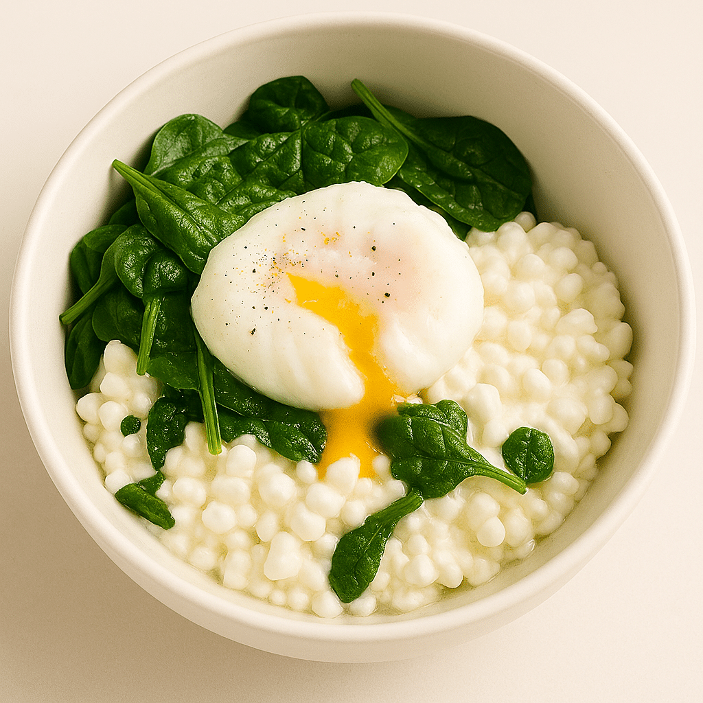 Cottage Cheese Breakfast Bowl – Easy Sweet + Savory Recipes 13 spinach egg cottage cheese breakfast bowl