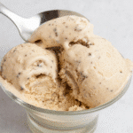 Keto Cottage Cheese Ice Cream – The Best High-Protein, Low-Carb Dessert 5 Keto cottage cheese ice cream with creamy texture and chocolate flakes in a spoonful scoop