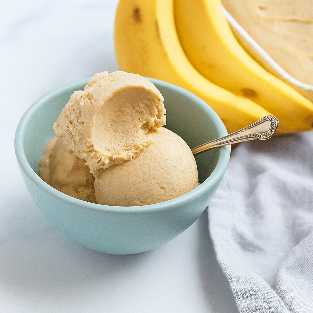Ninja Creami Cottage Cheese Ice Cream (Better Than Store-Bought!) 10 Bowl of Ninja Creami cottage cheese ice cream with banana and peanut butter flavor