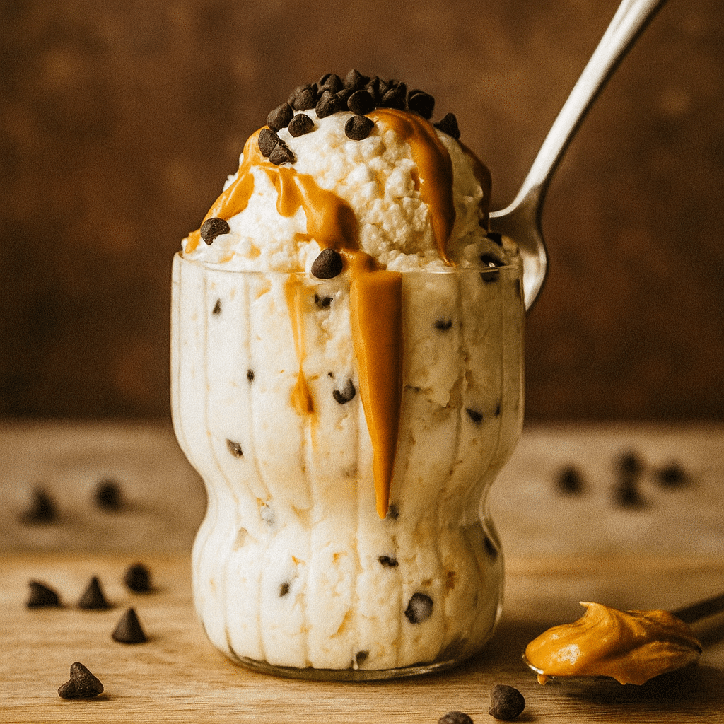 Cottage Cheese Ice Cream – Creamy, Protein-Packed & Surprisingly Healthy 7 Cottage cheese ice cream with peanut butter drizzle and chocolate chips